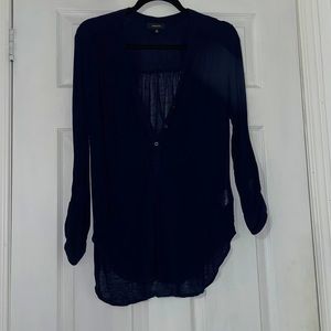 Aritzia Babaton Button Up Navy 3/4 Tshirt